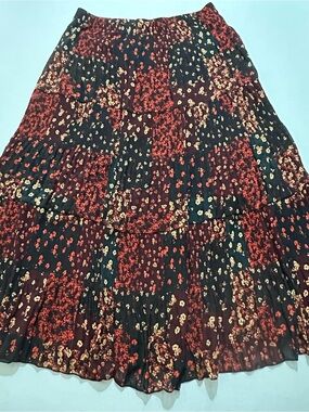 Nashalyly Boho Floral Tiered Maxi Skirt 2XL